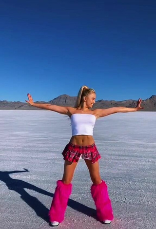 Altasweet (@altasweet) #tube top  #white tube top  #skirt  #checkered skirt  #dance  «Pink fuzzy boots are the perfect...»