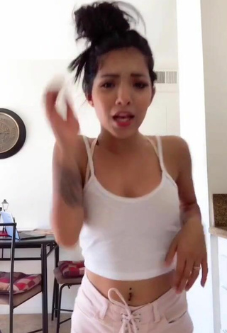 Ashley Valdez (@ash.val) #belly button piercing  #crop top  #white crop top  #booty shaking  «Ayy  Duet this so I can see y’all»
