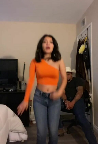 Ashley Valdez (@ash.val) #crop top  #orange crop top  #jeans  #booty shaking  «happy Mother’s Day to all the...»