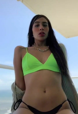 Alexia García (@alexiagarciaf) #bikini top  #lime green bikini top  #bikini bottom  #cleavage  #black bikini bottom 