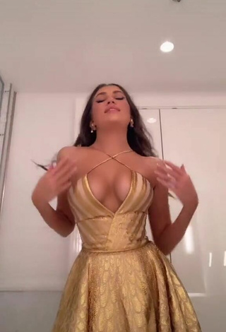 Amelie Zilber (@ameliezilber) #dress  #golden dress  #side boob  «with all due respect i am...»