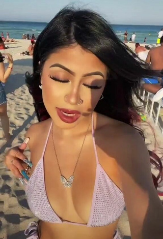 Desiree Montoya (@dxddy._.desi) #beach  #cleavage  #bikini top  #purple bikini top 