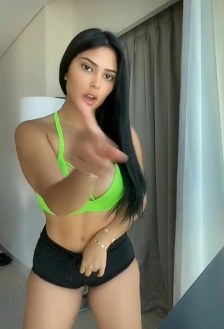 Franjomar (@franjomar) #cleavage  #shorts  #black shorts  #crop top  #green crop top 