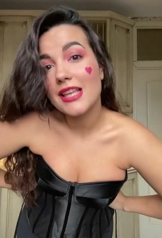 Lana (@lana.timon) #corset  #black corset  #cleavage  #red lips  «I can’t breath any more  ♥️...»