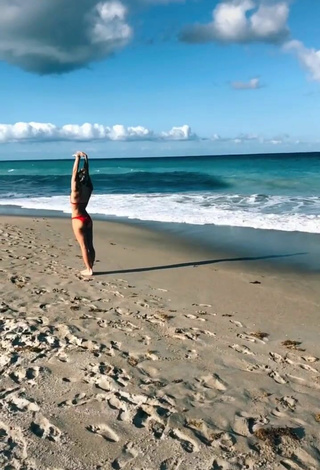 Olivia Dunne (@livvy) #beach  #bikini  #red bikini  «beach tumbling hits dif #foryou...»