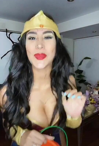 Melissa Paredes (@melissapareds) #red lips  #cleavage  #cosplay  «cuando vas a pedir dulces y te...»