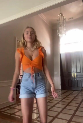 Alex French (@mynameisalex.french) #crop top  #orange crop top  #shorts  #jeans shorts  #cleavage 