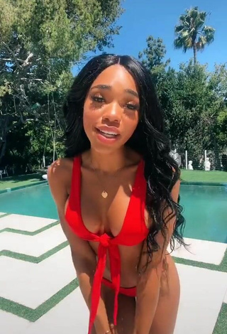 Teala Dunn (@ttlyteala) #cleavage  #swimming pool  #butt  #bikini  #red bikini  #side boob  #sexy 