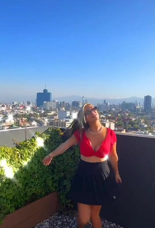 Valentina Gómez (@valeng222) #crop top  #red crop top  #cleavage  #big boobs  #skirt  #black skirt  «cuando alguien no sabe estar...»