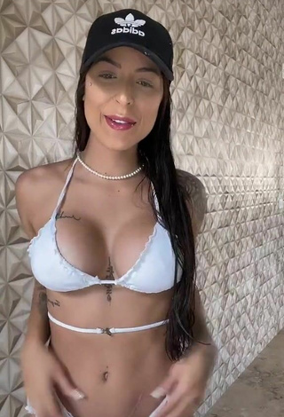 Amanda Ferreira (@amandaferreira0_) #cleavage  #bikini  #white bikini  #tattooed body  #big boobs  #booty shaking  #thong 