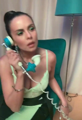 Nastia Kamenskykh (@nkofficial) #cleavage  #top  #lime green top 