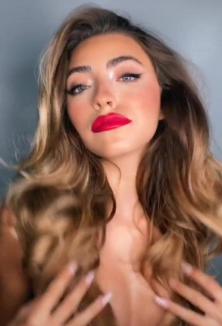 Valeria Arguelles (@valeriaxxargu) #red lips  #bikini top  #silver bikini top  «We love a red lip  makeup:...»
