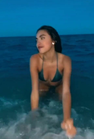 Valeria Arguelles (@valeriaxxargu) #beach  #wet  #bikini  #turquoise bikini  #belly button piercing  «The beach at night is a whole...»