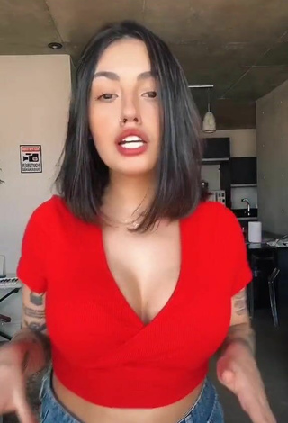 Vitoria Marcilio (@vitoriamarcilioo) #cleavage  #crop top  #red crop top  #tattooed body  «to ficando melhor vai #fy #fyp»