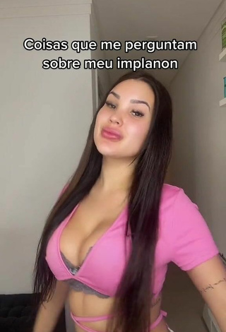 Alannis Proenca (@alannisproenca) #crop top  #pink crop top  #tattooed body  #belly button piercing  #cleavage  «Meu implanon #f #foryou...»