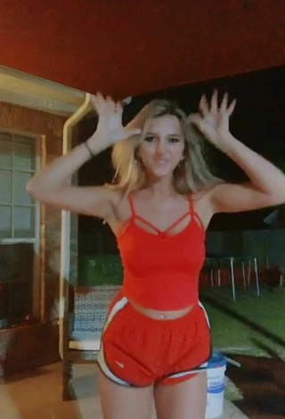 Heather Dale (@heather_dale) #crop top  #red crop top  #shorts  #red shorts 