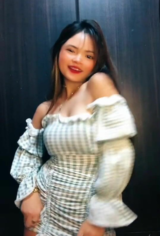 Angela Mae Evangelista (@itsme.gela) #dress  #checkered dress  #cleavage 