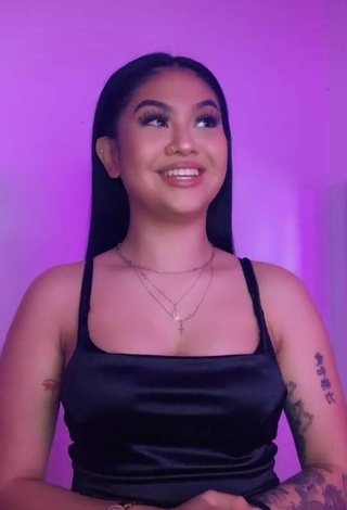 Carly Sarah (@rly.cxrly) #cleavage  #tattooed body  #dress  #black dress  #silk dress  «no need to slow it down for...»