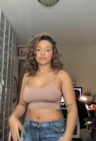River Bleu (@riverbleu) #cleavage  #crop top  #beige crop top  #belly button piercing  #tattooed body  «my brother is like what are you...»