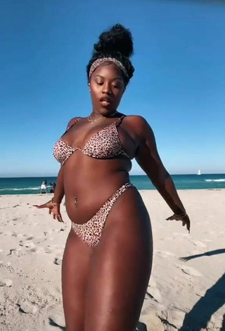 Skaibeauty (@skaibeauty) #cleavage  #bikini  #leopard bikini  #belly button piercing  #bouncing boobs  #beach  «What dat shii talm bouttttt»