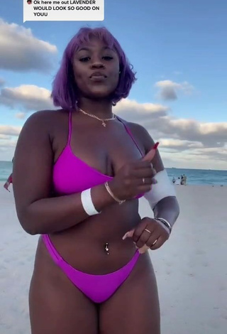 Skaibeauty (@skaibeauty) #cleavage  #bikini  #purple bikini  #belly button piercing  #bouncing boobs  #beach  «Reply to @marissa_smith17 will...»
