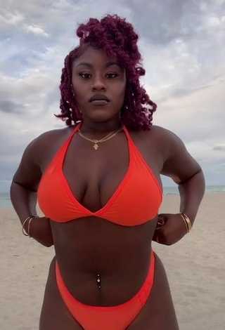Skaibeauty (@skaibeauty) #cleavage  #bikini  #electric orange bikini  #belly button piercing  #beach  «Follow me on Instagram for more...»