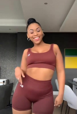 Lluvia Faye (@king_lluvia) #cleavage  #crop top  #brown crop top  #legging shorts  «under review for what tiktok i’m...»