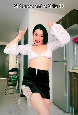 Sara Marti (@soysara.marti) #cleavage  #crop top  #white crop top  #skirt  #booty dancing 