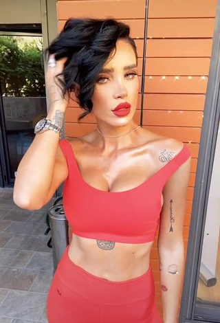 Adelina Ioana Pestritu (@adelinapestritu) #cleavage  #crop top  #red crop top  #tattooed body  «#fy Fresh look  ♥️»