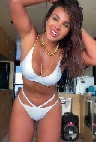 Gabily (@gabilyofc) #cleavage  #bikini  #white bikini  #bouncing boobs  #tattooed body 