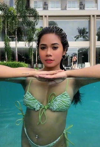 Julie Mae Potot Lambayong (@julieeymae) #cleavage  #bikini  #bouncing boobs  #belly button piercing  #swimming pool 