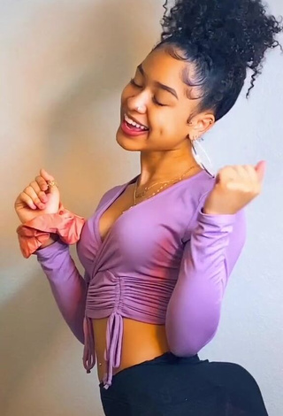 Lanii Kay (@laniikay) #cleavage  #crop top  #purple crop top  #booty dancing  #belly button piercing  «go  #xyzbca #fyp #viral...»