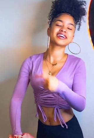 Lanii Kay (@laniikay) #cleavage  #crop top  #purple crop top  #belly button piercing  «#xyzbca #fyp #viral #foryoupage...»