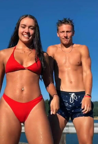 Hailey Williams (@hhaileywilliams) #belly button piercing  #bikini  #red bikini  «were we in sync or not...»