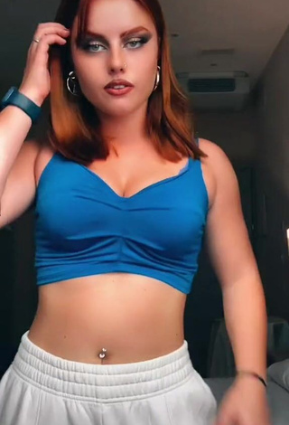Giorgia Cavalluzzo (@giorgiacavalluzzo) #crop top  #blue crop top  #belly button piercing  #booty shaking 