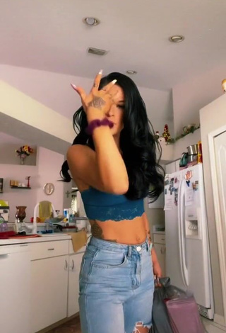 Aaryn MJ (@aaryn.mj) #crop top  #pants  #jeans pants  #blue crop top  «#dollartreehaul...»