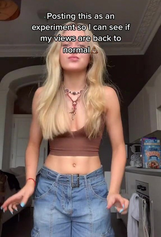 Grace (@moregrace) #cleavage  #crop top  #brown crop top  #pants  #jeans pants  «Idk what’s happening to my...»