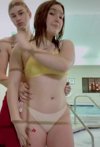 Starann Gibson (@omgg_starzy) #swimming pool  #bikini  #yellow bikini top  #white bikini bottom  «#fyp #viral #foryoupage»