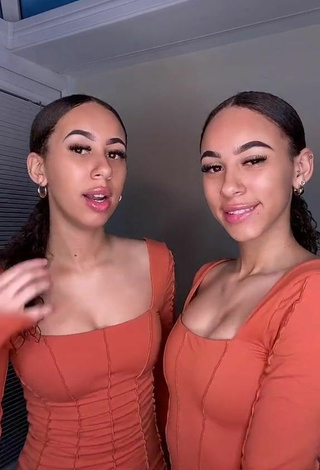 Nel.Twinnys (@shanaeandrenae) #dress  #orange dress  «YOU AND YOUR 3RD @ HAVE TO DO...»