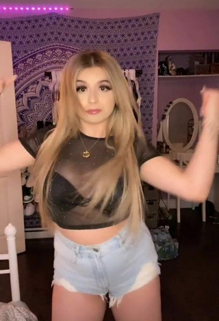 Bryanna Abbruzzo (@x.queenbrybry.x) #crop top  #black crop top  #see through crop top  #bra  #black bra  #shorts  #jeans shorts  «1,2,3 :) #Dance #FYP #Montreal»