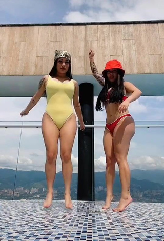 Gemelas Ortega (@gemelasortega) #swimsuit  #yellow swimsuit  #bikini  #red bikini  «Medellín y sus vistas»