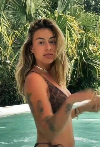 Abril Cols (@abrilcols) #swimming pool  #bikini  #leopard bikini  #tattooed body  #butt  #belly button piercing  #booty shaking 